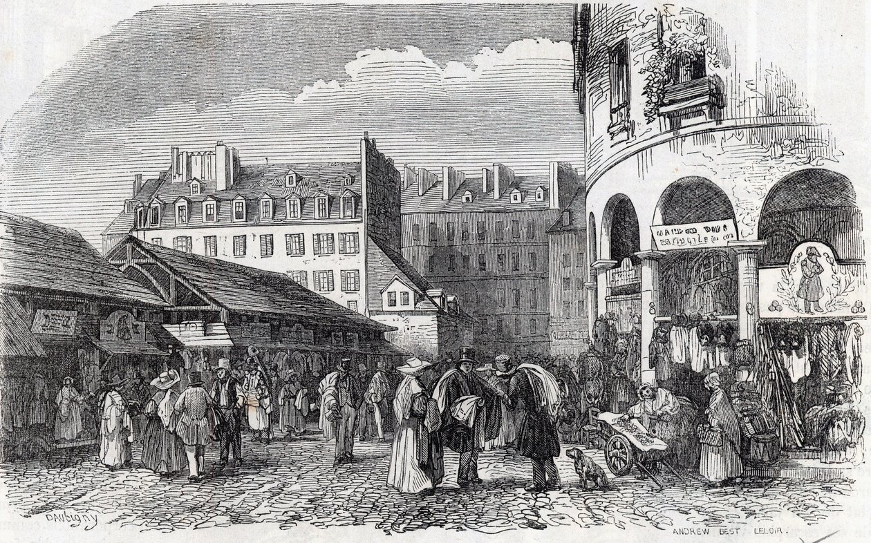 Párizs, 3. kerület – La rotunde du Carreau du Temple Párizsban a 19. században – Edmond Texier „” Tableau-de-Paris” metszet alkotó: Unknown artist