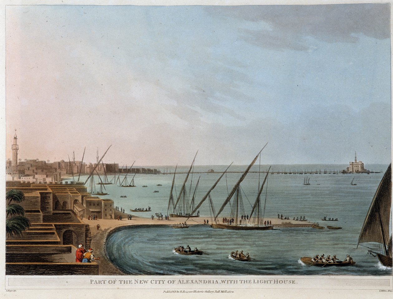 Része az új alexandriai városnak, a világítótoronnyal - „Kilátások Egyiptomban, Palesztinában és az Oszmán Birodalom más részein” alkotó: Unknown artist