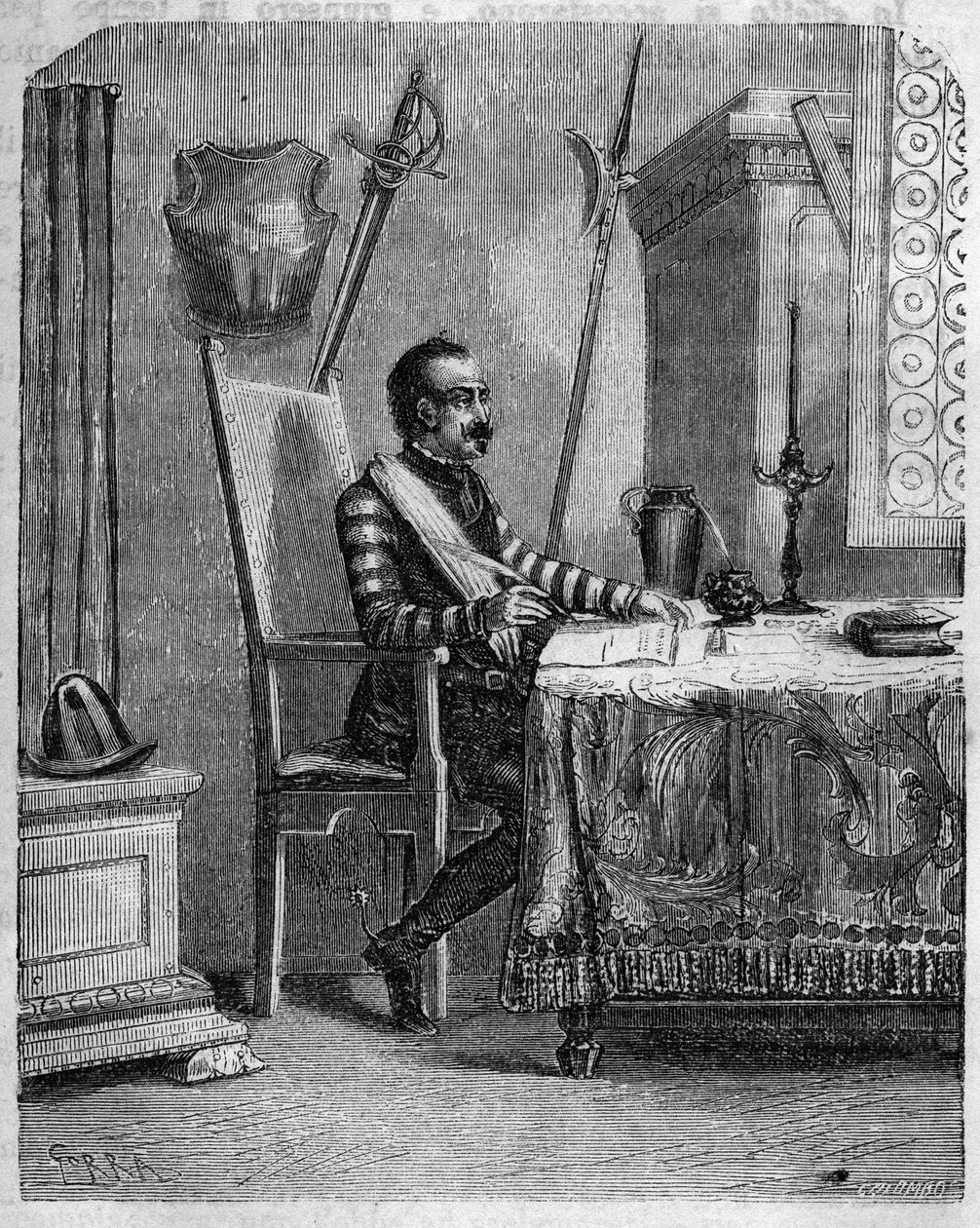 Pascal Paoli (1725-1807), korzikai hazafi műtermében. A „” Pasquale Paoliban vagy a Pontenuovo útvonalon ””” írta F.D. Guerrazzi. 1872. alkotó: Unknown artist