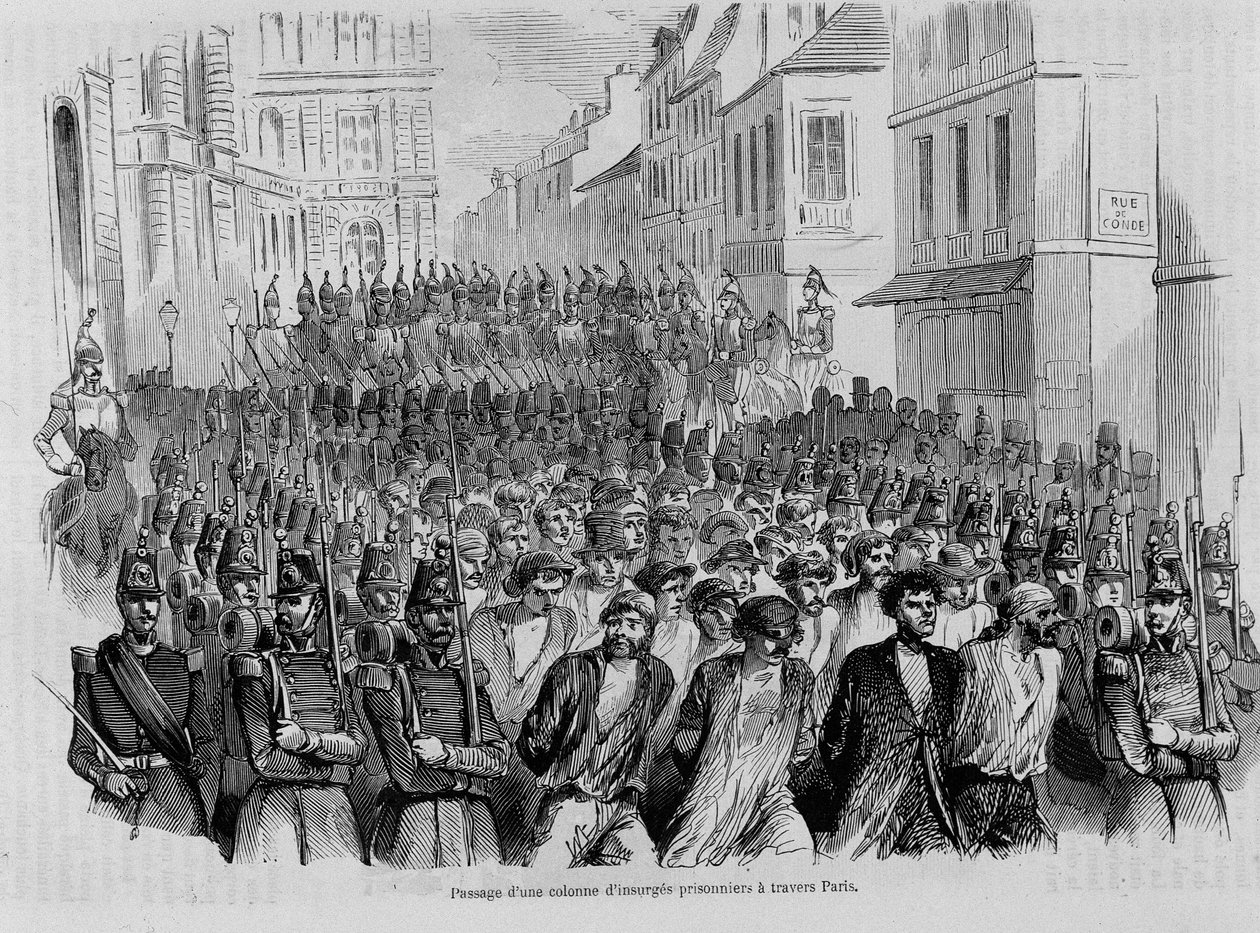 Fogolyfelkelők hadoszlopának áthaladása Párizson, 1848-as forradalom alkotó: Unknown artist