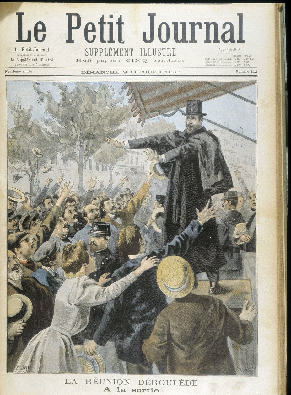Paul Deroulede éljenzett a tömegtől, a „Le Petit Journal” címlapja 1898. 09. 10.. alkotó: Unknown artist