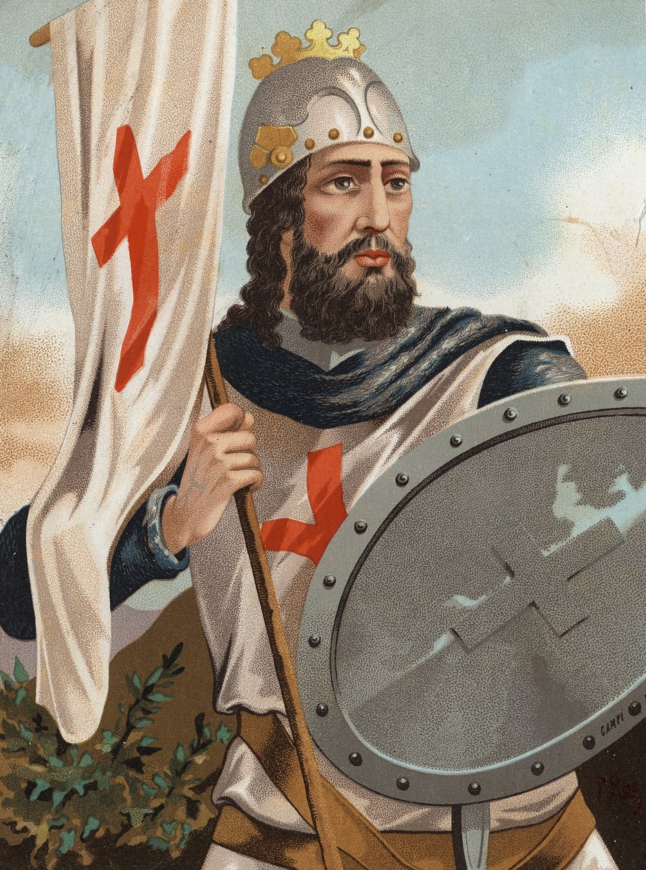 Pelagius of Asturias – Pelage, a Hódító – Pelayo Asztúria királyának és a vizigótok fejének portréja (? , 718, Cangas, 737). híres férfiak és nők után. Barcelona 1877. alkotó: Unknown artist
