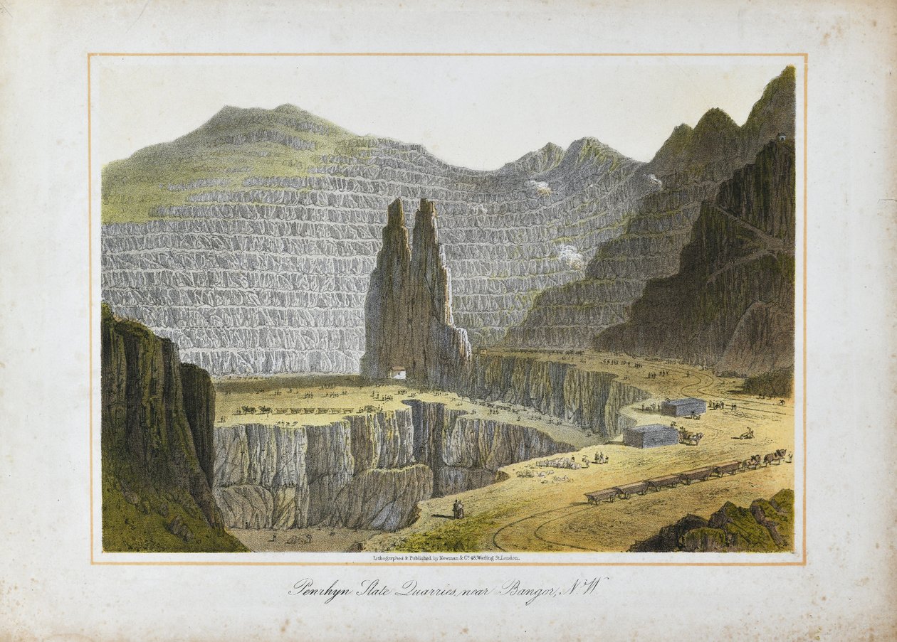 Penrhyn Slate Quarries, Bangor közelében, Észak-Wales (kézi színes litográfia papírra) alkotó: Unknown artist