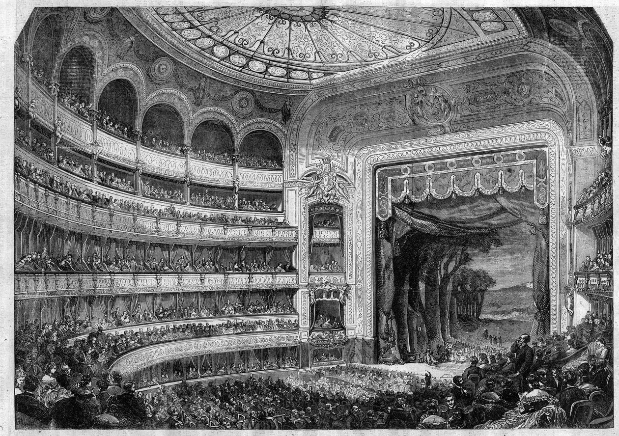 Operaelőadás: Henri Boulanger „Don Quijote” 2. felvonása, Miguel de Cervantes a párizsi Theatre-Lyrique-ben - Metszet a „” Le Journal Illustre”-ben” alkotó: Unknown artist