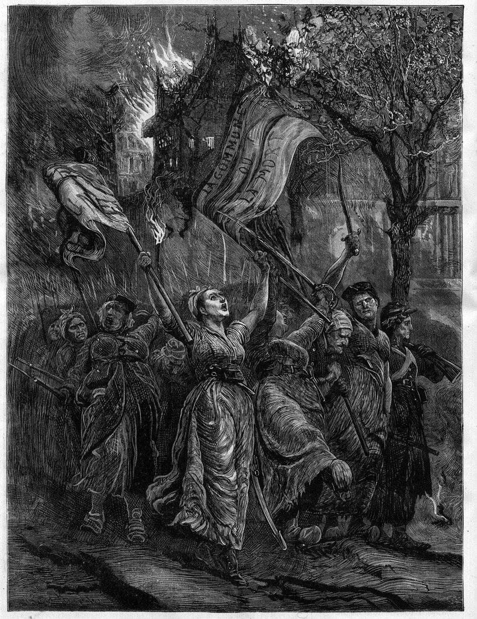 Kőolaj-gépek utaznak Párizs utcáin - La Commune alkotó: Unknown artist