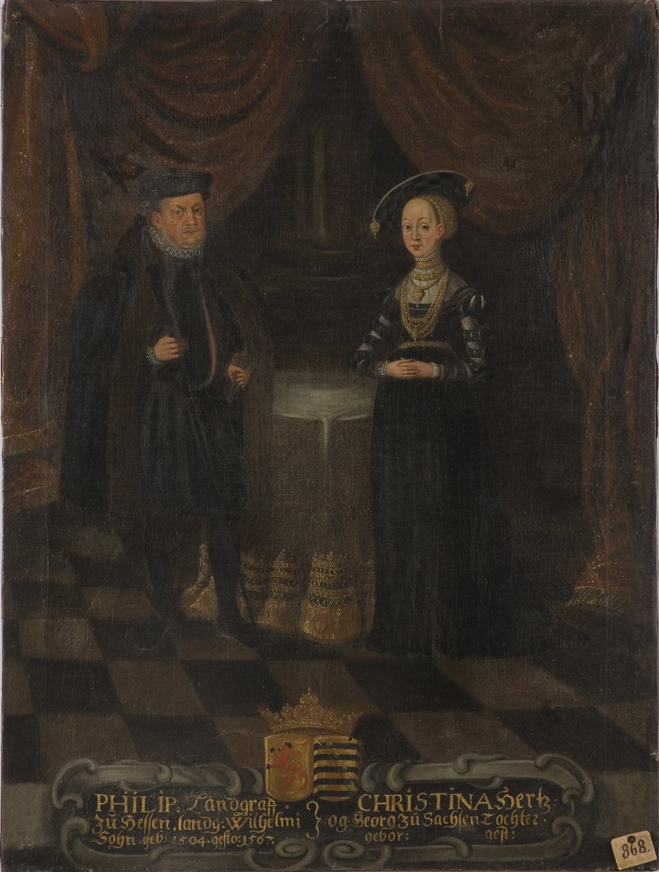 Philippe I de Hesse, dit le Magnanime et Christine de Saxe – I. Fülöp, Hesse földgrófja (1504-1567) és Christine of Saxony (1505-1549), Hesse Landgravine, Anonymous. Olajfestmény. Mérete: 103x79 cm. Nemzeti Múzeum Stockholm alkotó: Unknown artist