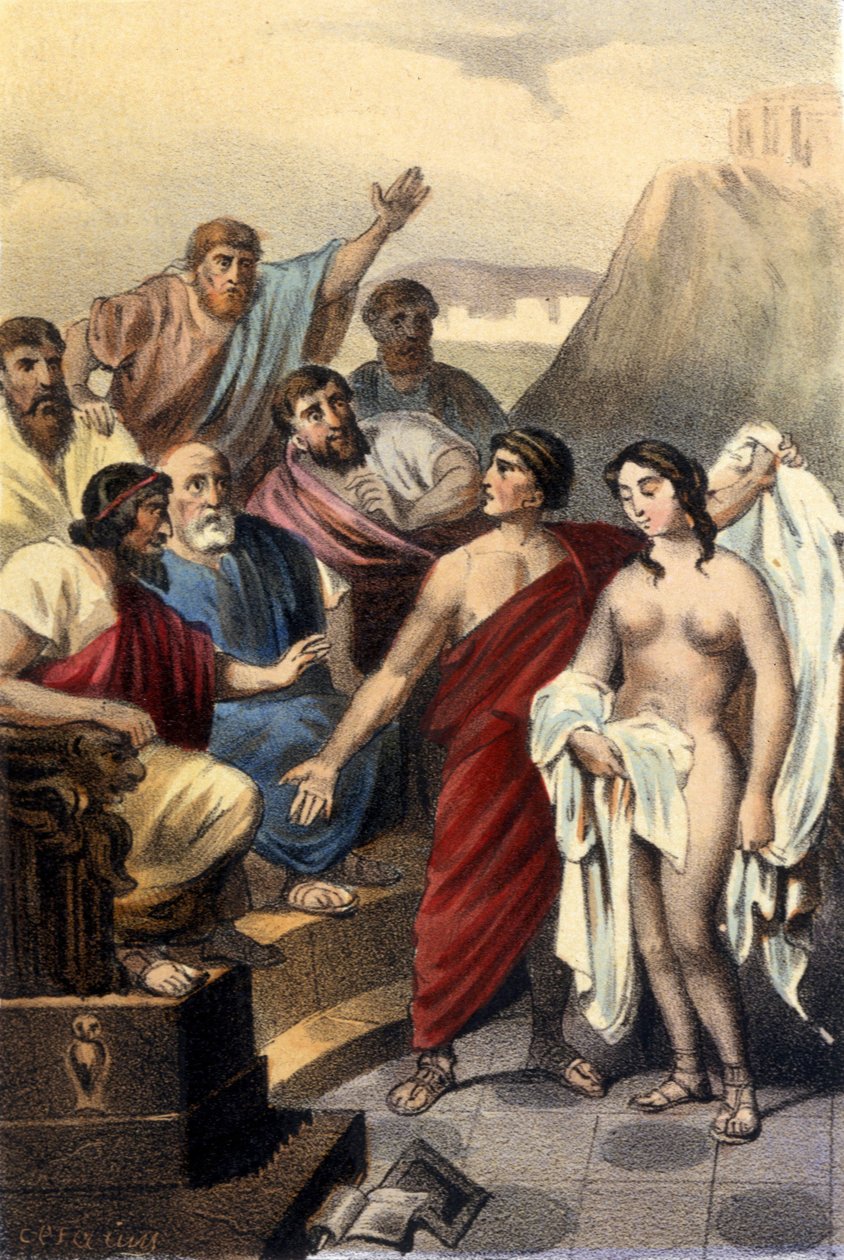 Phryne (görög udvarhölgy) az athéni bírák előtt. alkotó: Unknown artist