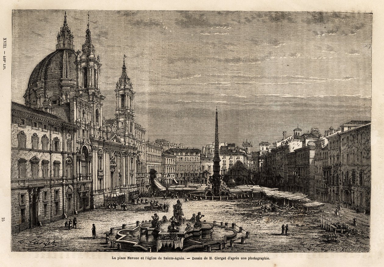 Az I. századi Domitianus-stadion romjain épült Piazza Navona a barokk Róma büszkesége, a 4 folyó szökőkútjával 1648-1651 között épült, Bernini (1598-1620) ill. a Szent Ágnes templom, batie bet alkotó: Unknown artist