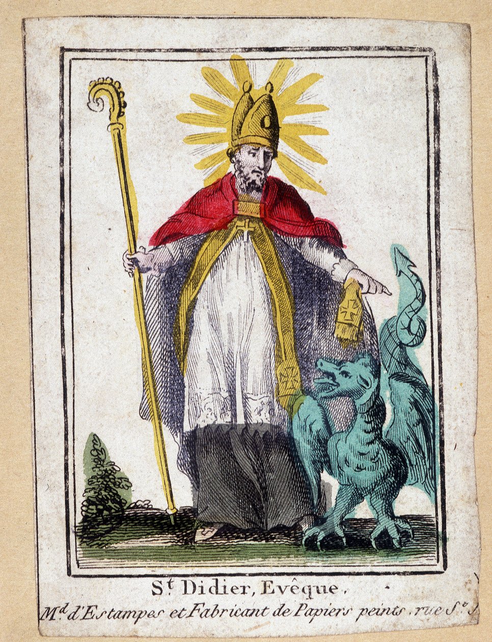 Szent Didier Eveque-et ábrázoló jámbor kép (sárkánnyal) - Franciaország 19. alkotó: Unknown artist