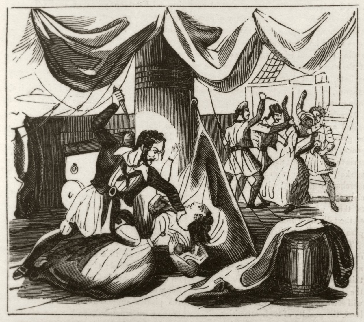 Kalózkodás és gyilkosság az „Iszlám” brig fedélzetén: „Miss Campbell és néger szolgája meggyilkolta a kalózok legénysége”, 1836 körül alkotó: Unknown artist