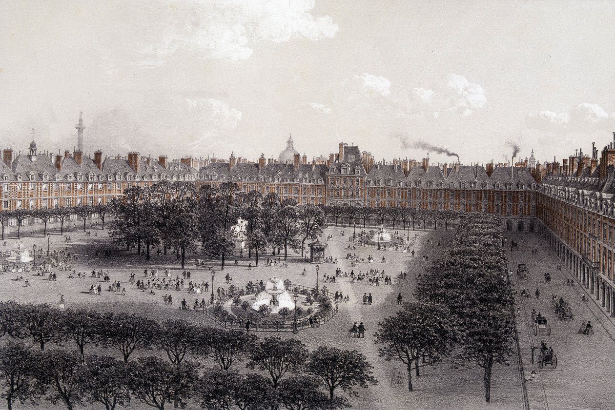 Place Royale (ma Place des Vosges) Párizsban a 19. század végén. alkotó: Unknown artist