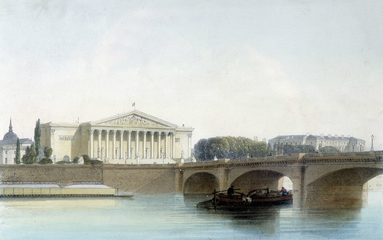 Pont de la Concorde, Aubrun litográfiája, sd. 19. század. alkotó: Unknown artist