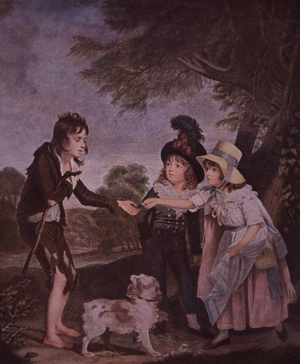 Szegény fiú gazdag gyerekektől koldul (színes litó) alkotó: Unknown artist