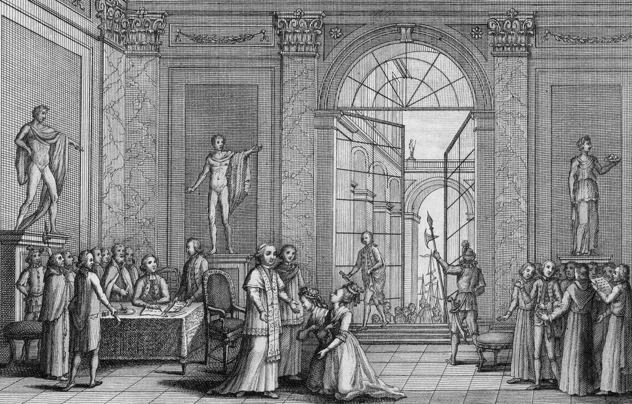 Pius (Pio) pápa XV. Lajos két lányát (Madame Marie Adelaide és Madame Marie Therese Victoire de France (Victoire-Louise-Marie-Therese de France), Madame Tizennegyedik és Madame Victoire) (1733-1799) fogadta 1791-ben. - gravírozás alkotó: Unknown artist