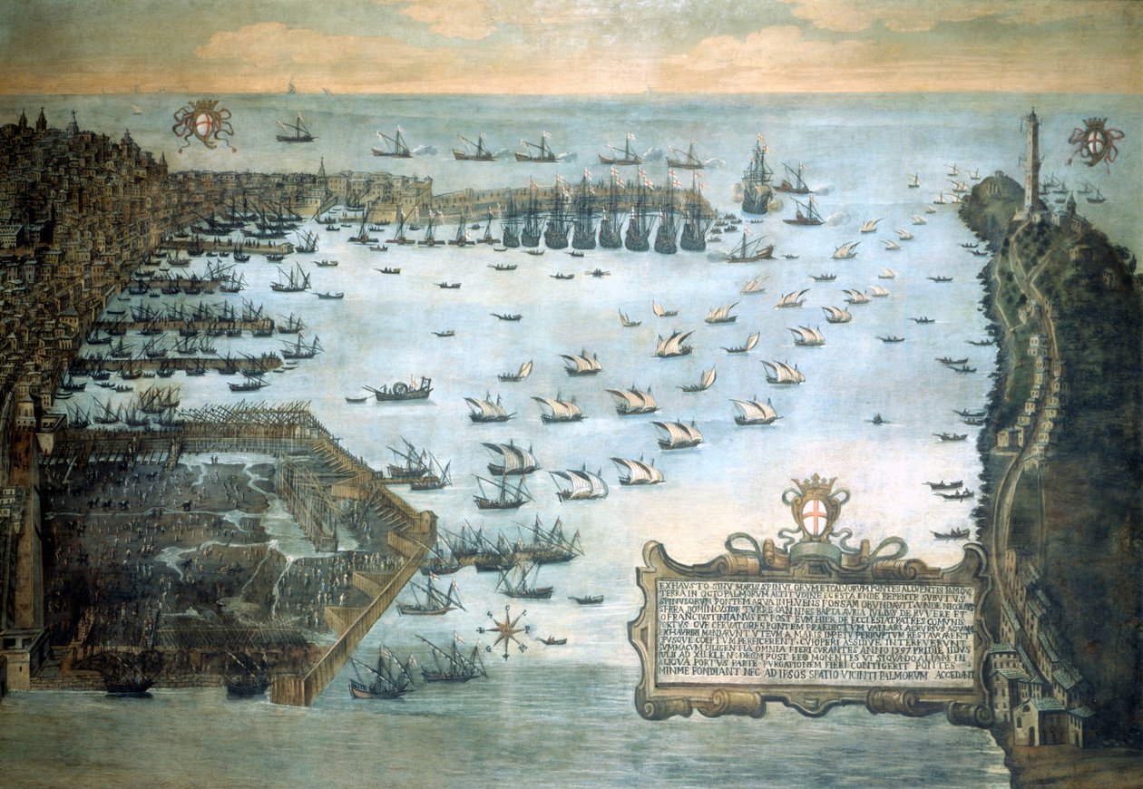 Genovai kikötő 1597-ben. Genovai Tengerészeti Múzeum - Pegli. alkotó: Unknown artist
