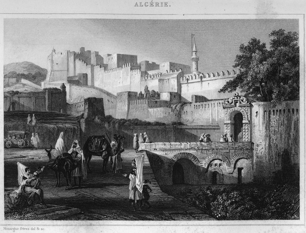 Porte Bab-Azoun Algírban, egy erőd, amelyet az Escars felosztása foglalt el, amikor Franciaország 1830-ban meghódította az Ageryt, Leon Galibert „L