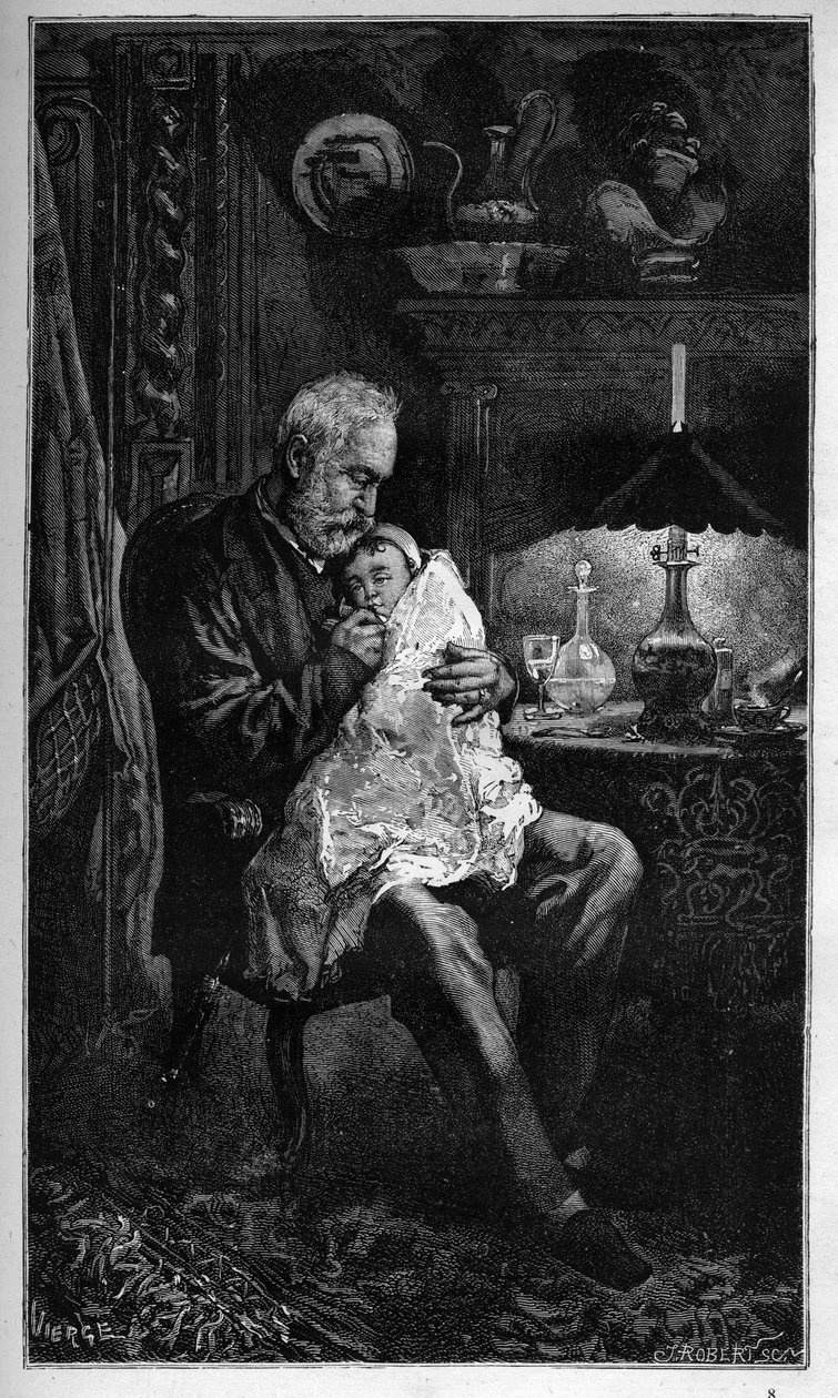 Victor Hugo portréja, Jeanne unokája ülve - metszet a „" A szörnyű év"-ből ("A szörnyű év") - Hugo et l