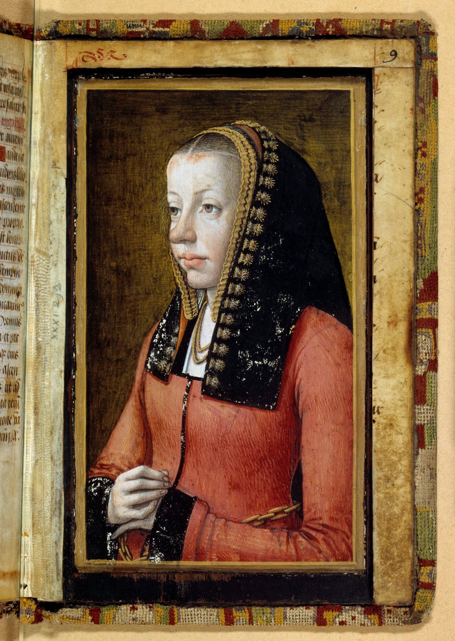 A portré Bretagne-i Annát (1477-1514), Franciaország királynőjét feltételezi. Miniatűr, órakönyv töredéke. Névtelen alkotó: Unknown artist