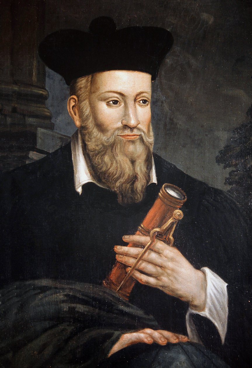 Michel de Nostre-Dame (Nostre Dame), Nostradamus, asztrológus (1503-1566) portréja, részlet, Nostradamus-ház, Salon de Provence, Bouches du Rhone alkotó: Unknown artist