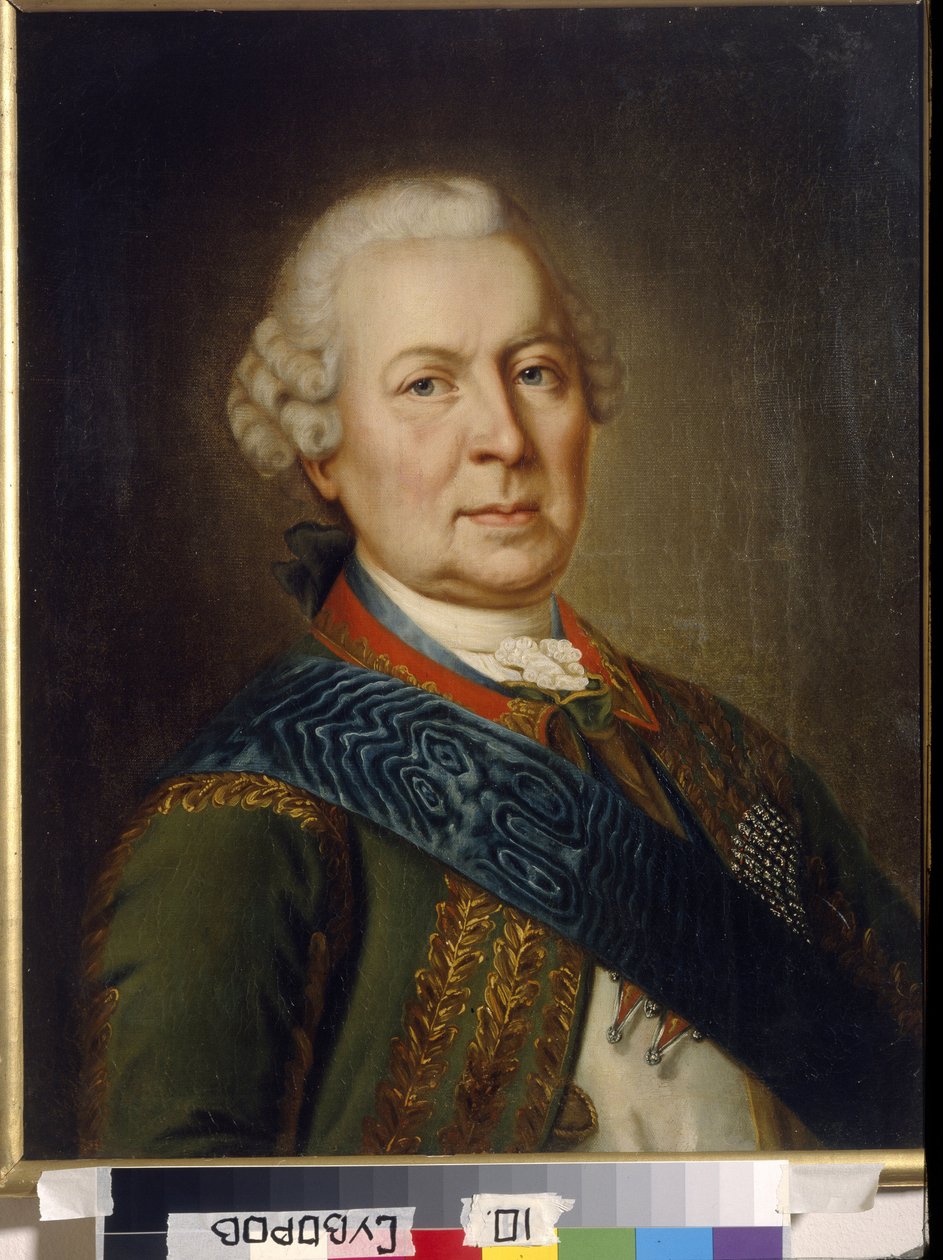 Burckhardt Christoph von Munnich gróf portréja (1683-1767) (Gróf Burkhard Christoph von Munnich portréja). Névtelen festmény, olaj, vászon, 19. század eleje, klasszicizmus. IRLI Orosz Irodalmi Intézet (Puskin-ház), Szentpétervár. alkotó: Unknown artist