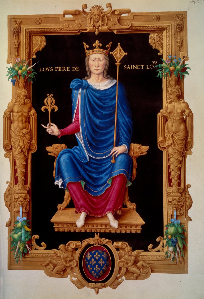 VIII. Lajos francia király, az oroszlán (1187-1226) Szent Lajos apja portréja a lábán. Miniatűr Jean Tillet „Recueil des rois de france” című művében alkotó: Unknown artist