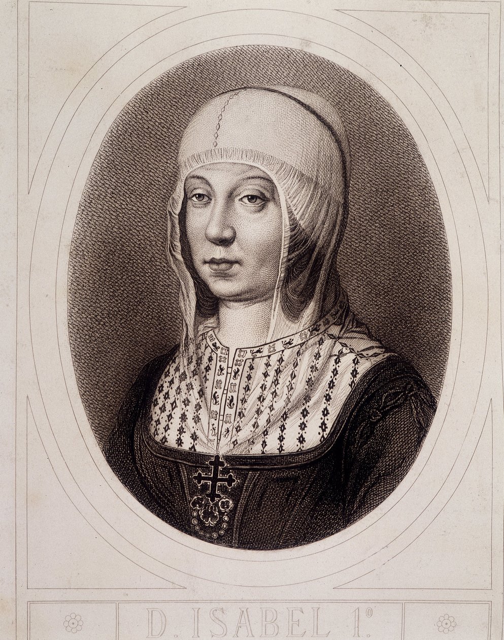Portré Izabella 1. Katolikus vagy Kasztília medáljában - metszet alkotó: Unknown artist