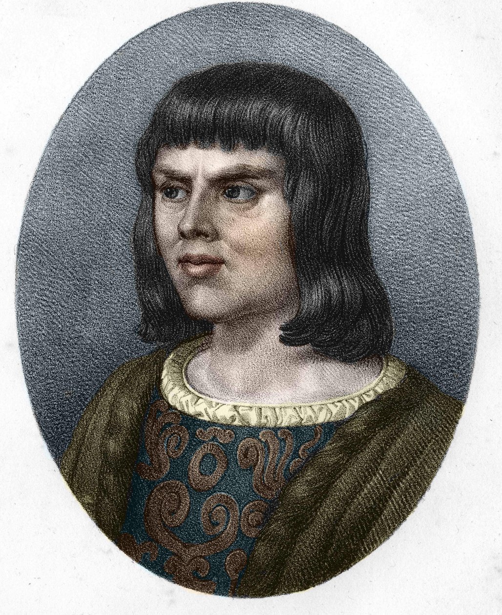 Alain Chartier portréja.francia diplomata és író (1385-1433). A leendő Károly titkára VII. 19. századi metszet. alkotó: Unknown artist