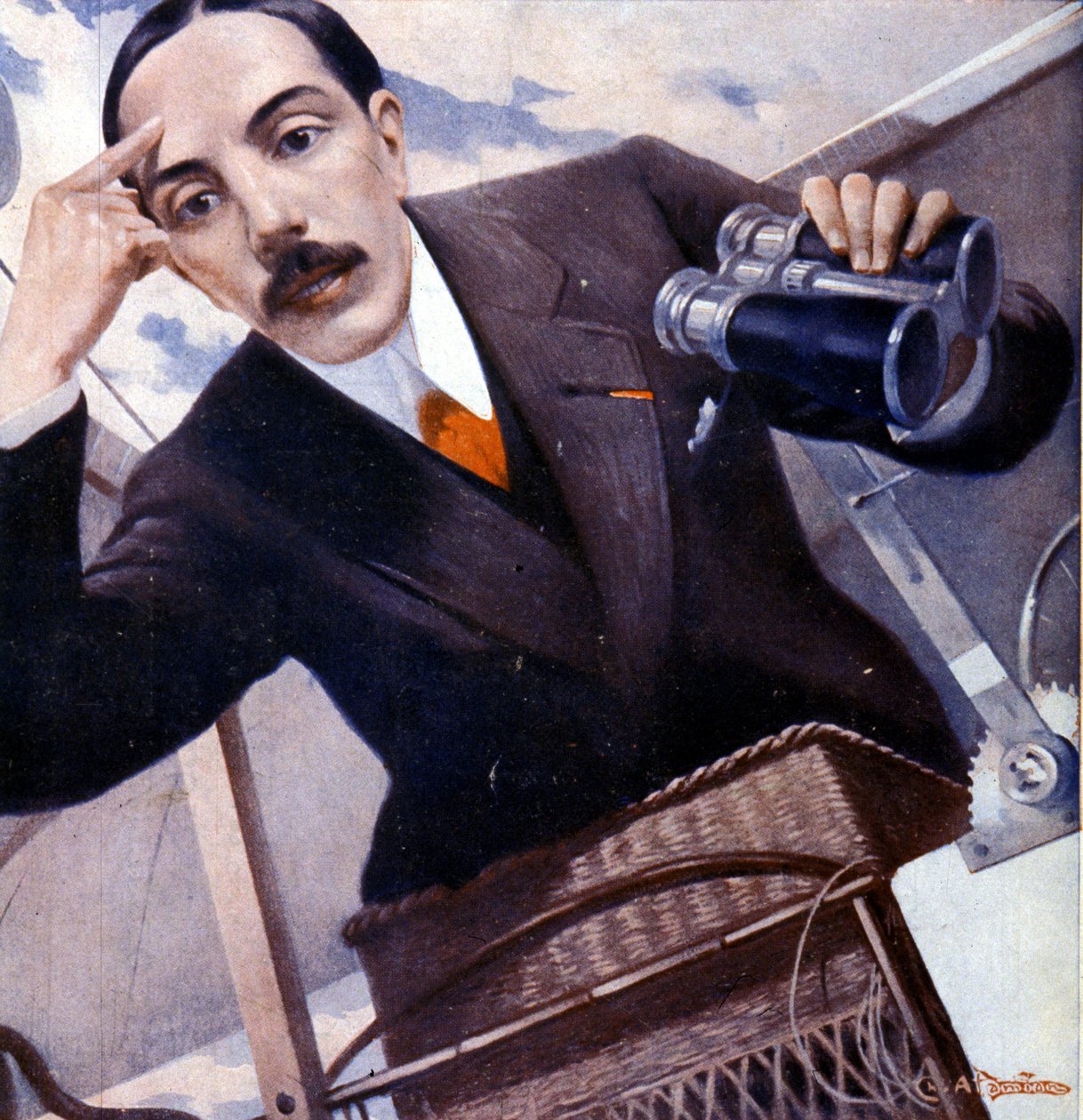Alberto Santos - Dumont (1873 - 1932) portréja, Damian brazil repülő. alkotó: Unknown artist
