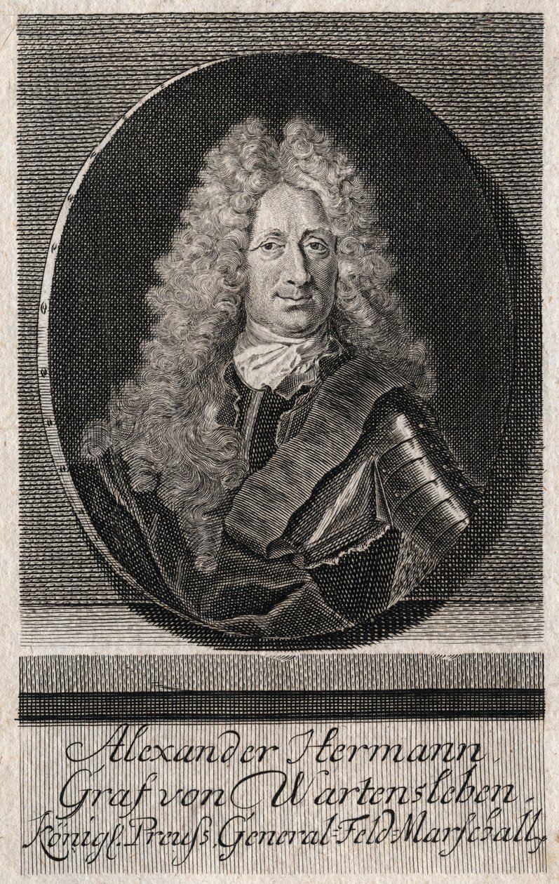 Alexander Hermann Graf von Wartensleben (1650-1734) tiszt portréja a különböző német államok hadseregében - metszet alkotó: Unknown artist