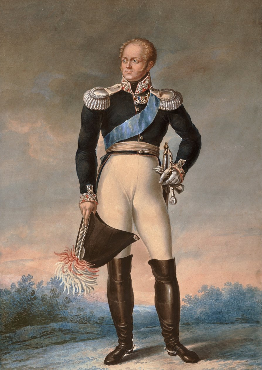 Orosz I. Sándor portréja, c. 1819 - Akvarell - I. Sándor orosz cár (1777-1825) lábportréja”” Névtelen akvarell alkotó: Unknown artist