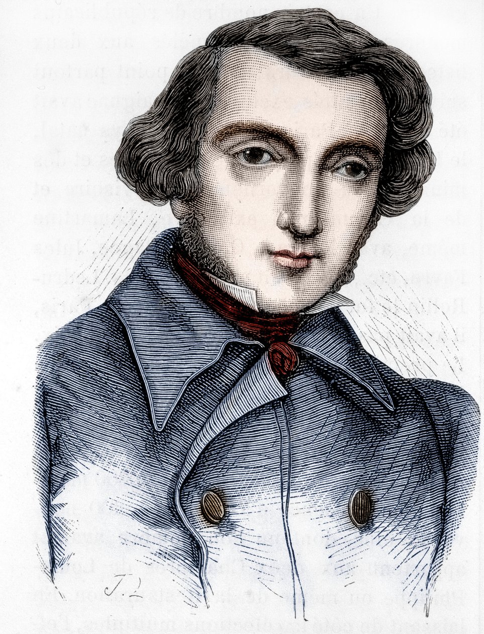 Alexis de Tocqueville (1805-1859) francia történész és politikus portréja. Metszet 19. század. alkotó: Unknown artist