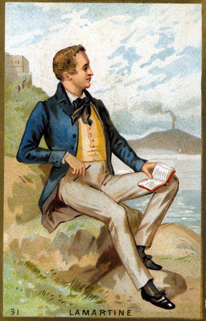 Alfonso de Lamartine (1790 - 1869) francia költő portréja. 19. századi kromolitográfia. alkotó: Unknown artist