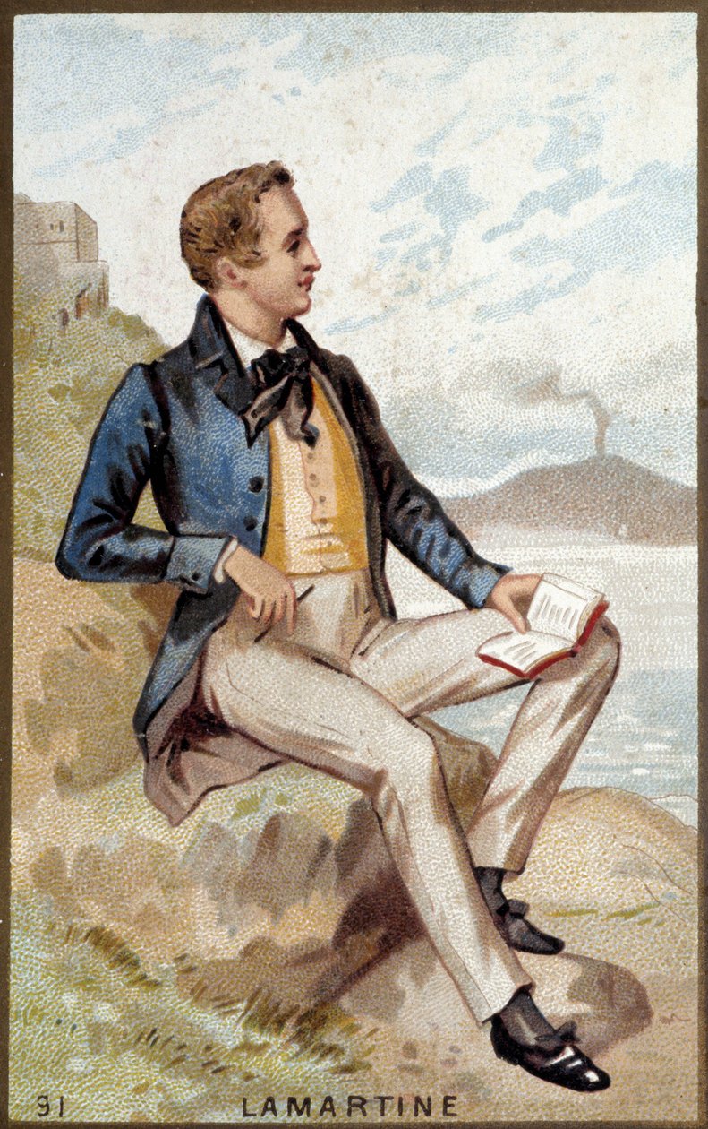 Alfonso de Lamartine (1790 - 1869) francia költő portréja. 19. századi kromolitográfia. alkotó: Unknown artist