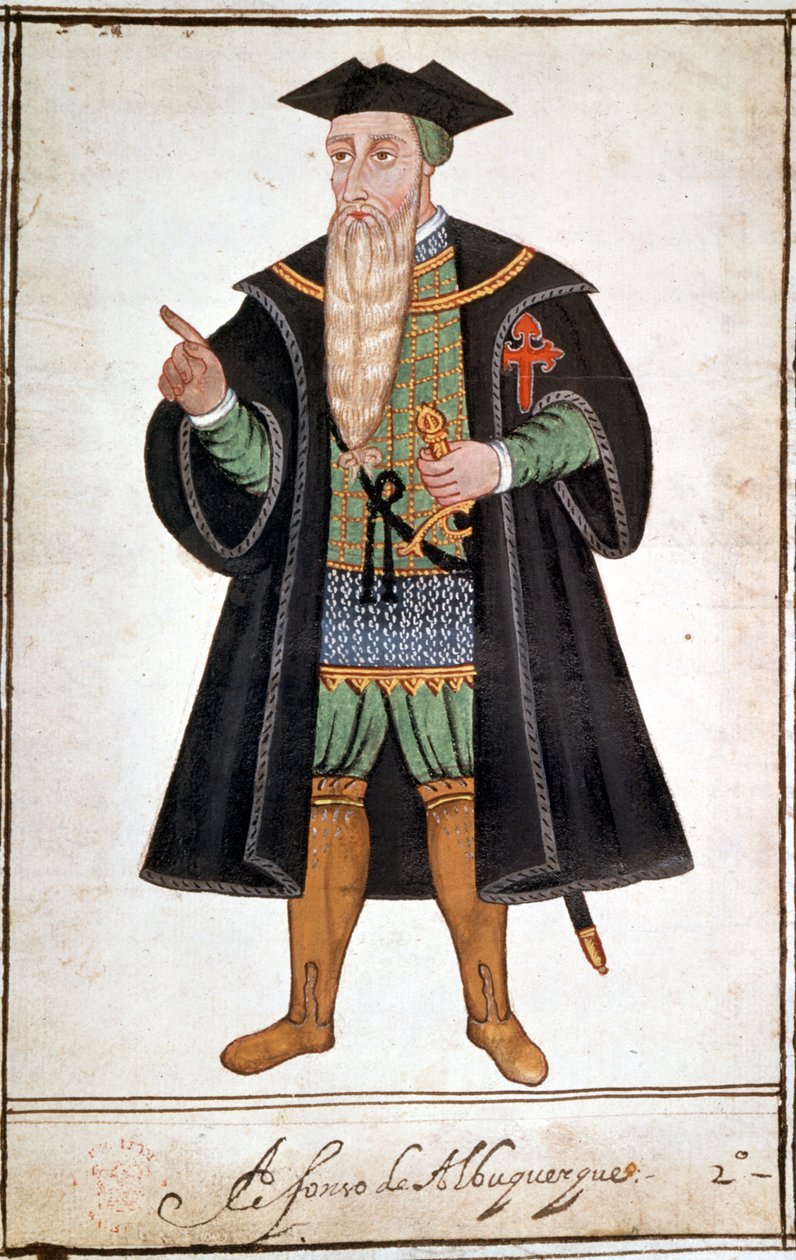 Alphonse (Alfonso vagy Afonso) portréja, Albuquerque (1453 - 1515). Pedro Varretto de Resenda kézirata. 16. század. alkotó: Unknown artist