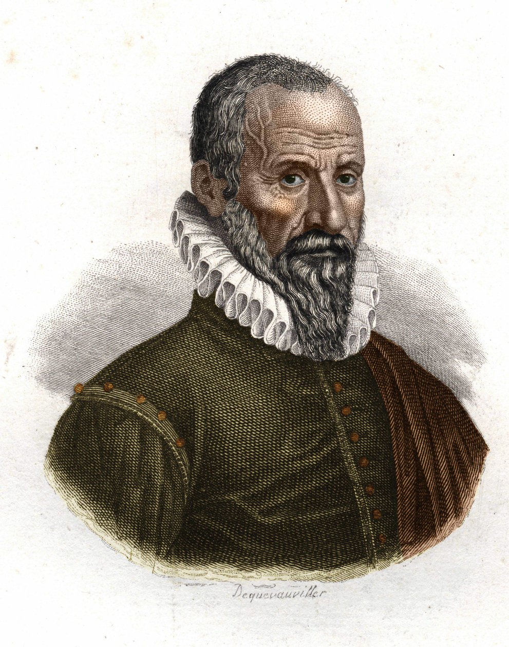 Ambroise Paré (1509-1590) francia sebész portréja - metszet a XIX. alkotó: Unknown artist