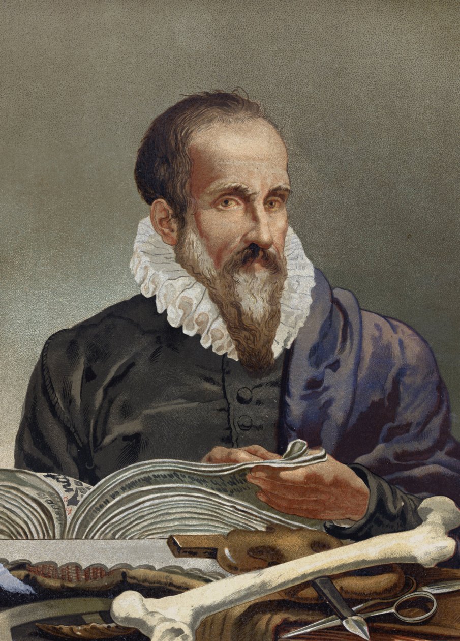 Ambroise Paré (1509-1590) francia sebész portréja. Louis Figuier „Tudomány és emberei” című könyvéből. Barcelona 1881 alkotó: Unknown artist