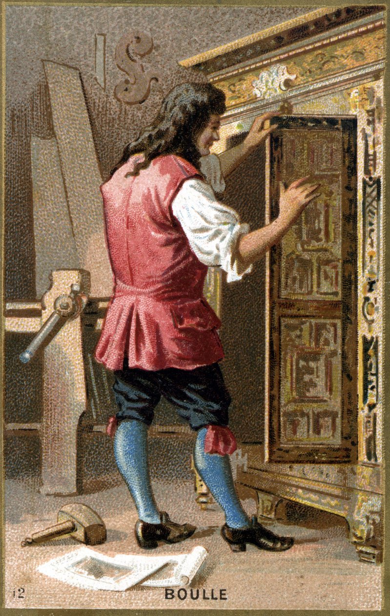 André Charles Boulle (1642 - 1732) francia bútorasztalos portréja. századi kromolitográfiája. alkotó: Unknown artist