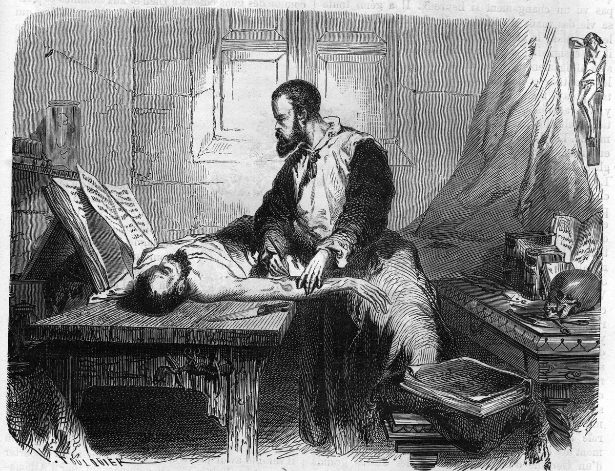 André Vésale (1514-1564) holland anatómus portréja (latinul: Andrea Vesalius, hollandul: Andries Van Wesel). Metszet 1866-ból. alkotó: Unknown artist