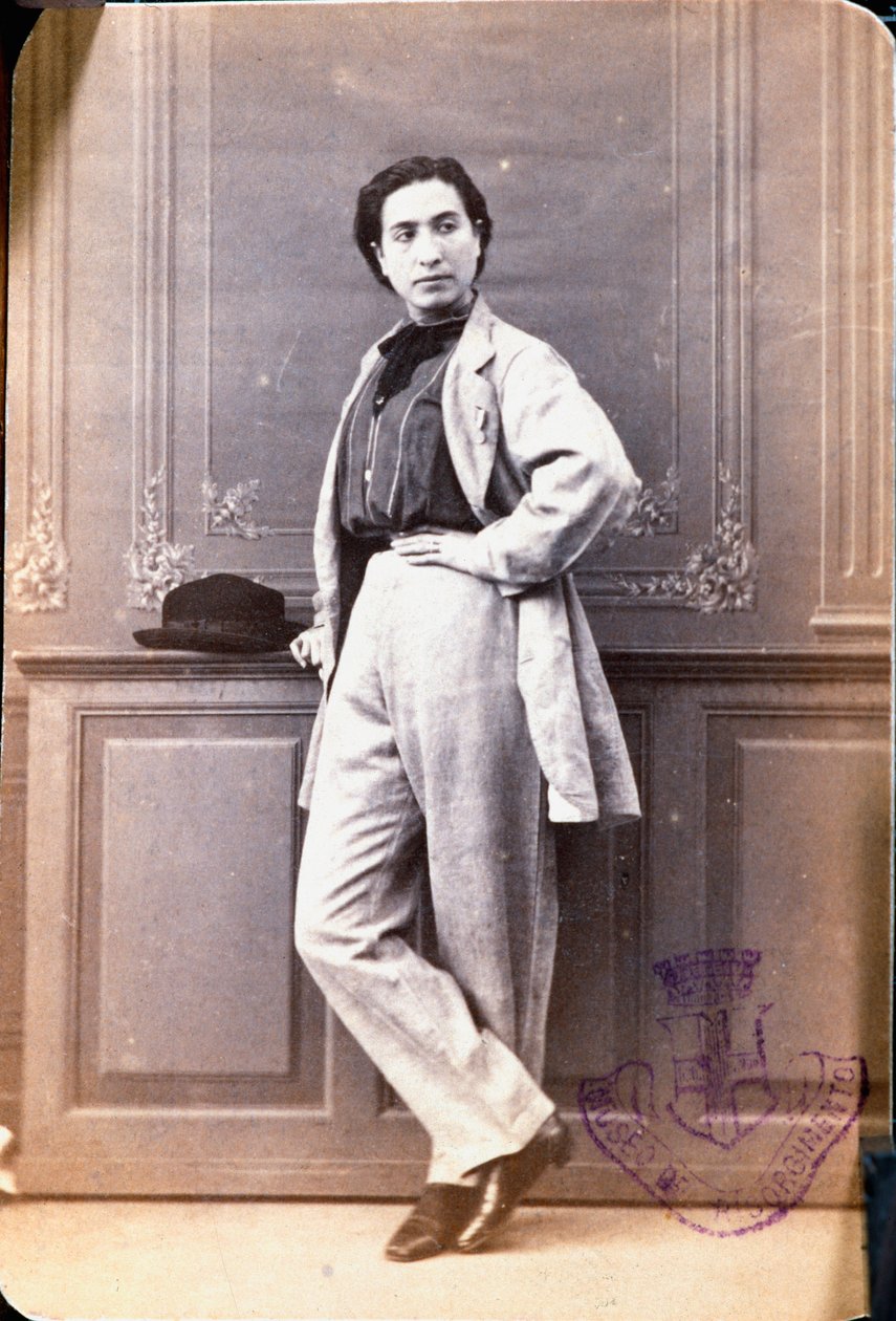 Anita Garibaldi (1821-1849), Giuseppe Garibaldi feleségének portréja férfiruhában, haját Rómában levágták, hogy észrevétlen maradjon alkotó: Unknown artist