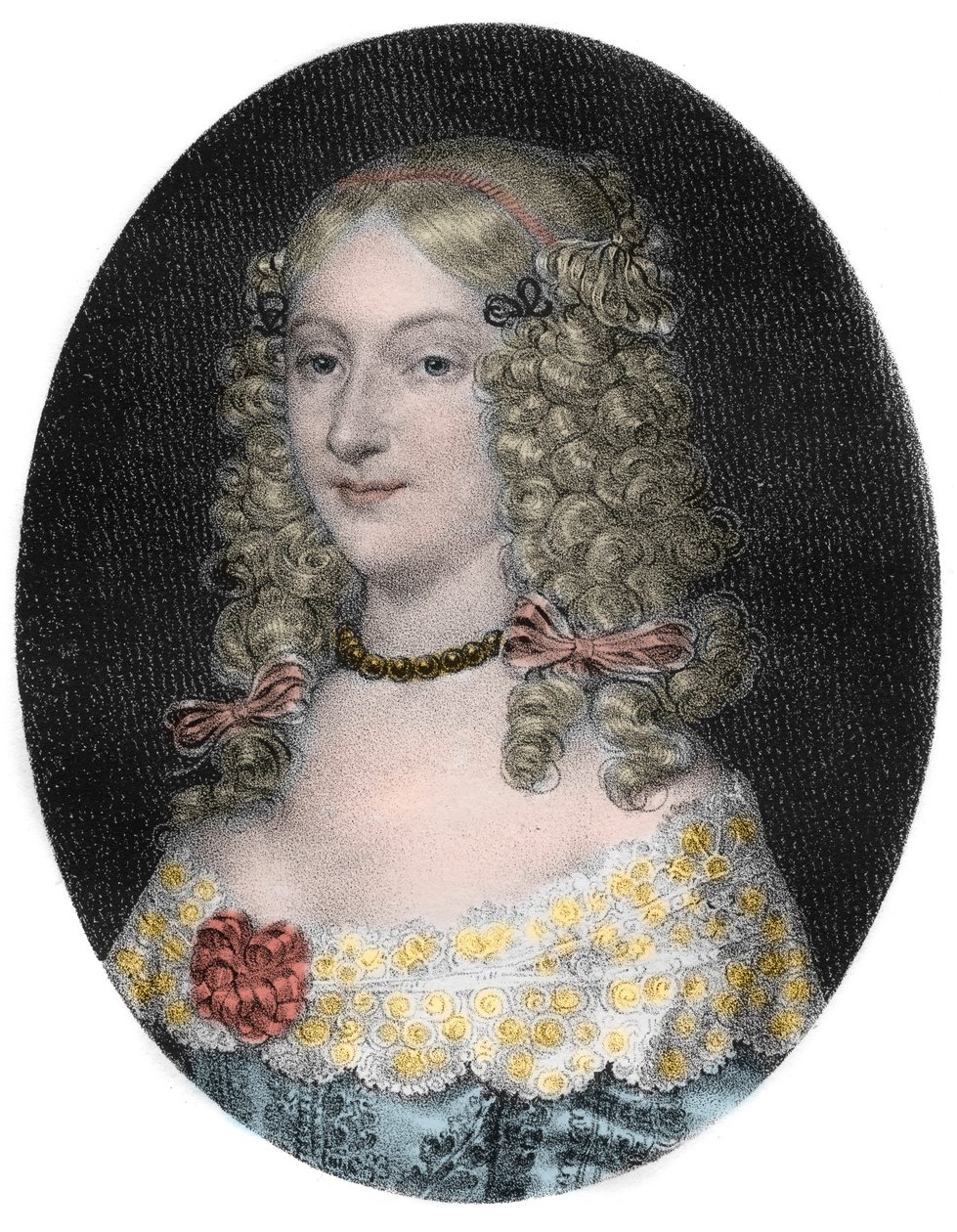 Anne-Genevieve de Bourbon-Conde (1619-79) Longueville hercegnő portréja - Anne Genevieve de Bourbon Conde (Anne-Genevieve de Bourbon-Conde), Longueville hercegnő (1619-1679) portréja, metszet a XIX. alkotó: Unknown artist