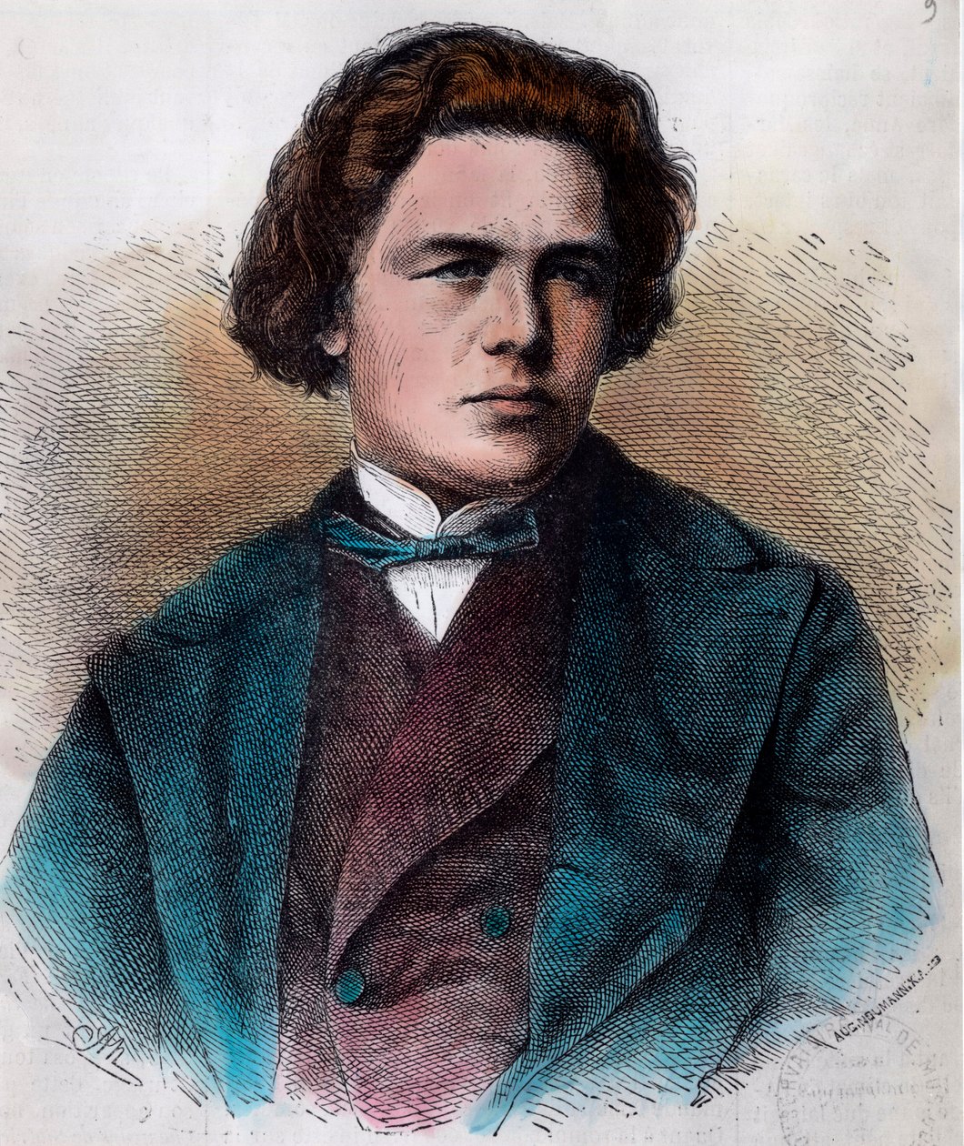 Anton Rubinstein (1829-1894) orosz zongoraművész és zeneszerző portréja. századi metszet. Magángyűjtemény. alkotó: Unknown artist