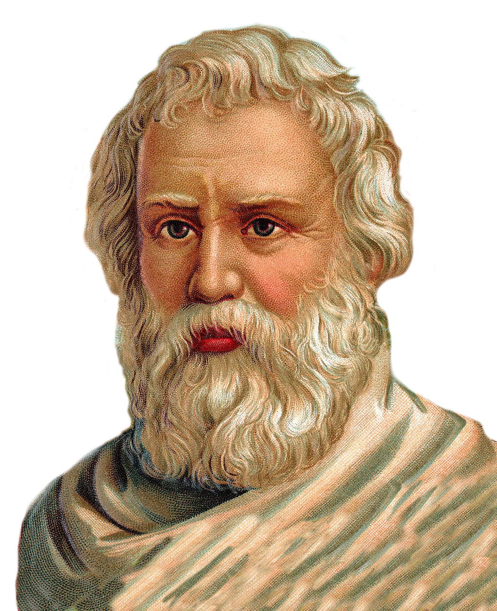 Siracusai Arkhimédész portréja - görög matematikus, fizikus, mérnök, feltaláló - Archimede de Syracuse - kromolitográfia alkotó: Unknown artist