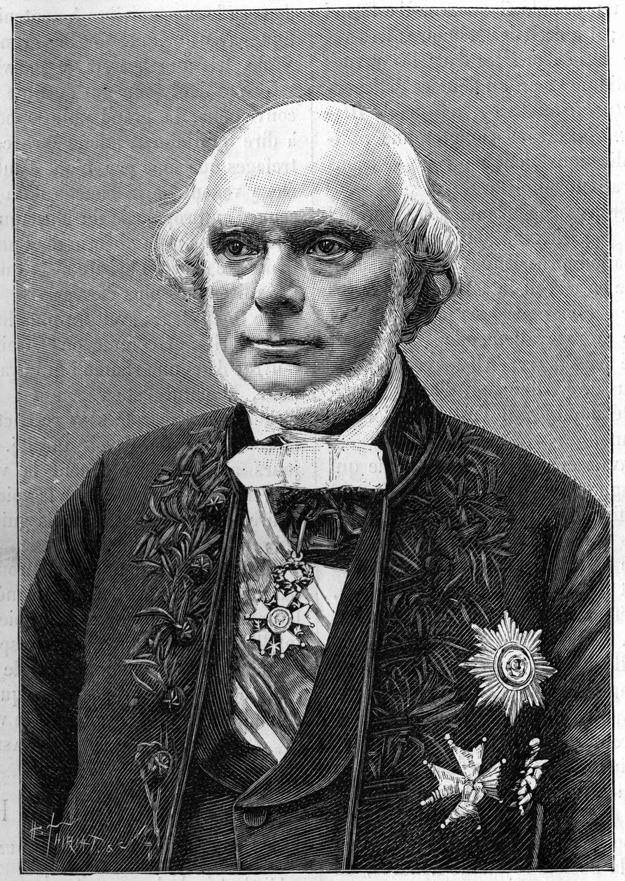Armand de Quatrefages de Breau (1810-1892) francia természettudós és antropológus portréja. (Charles Gallot fényképéből). Metszet a „természetbe”: 1892. január 23-i tudományok és alkalmazásuk művészetben és iparban való áttekintése. alkotó: Unknown artist