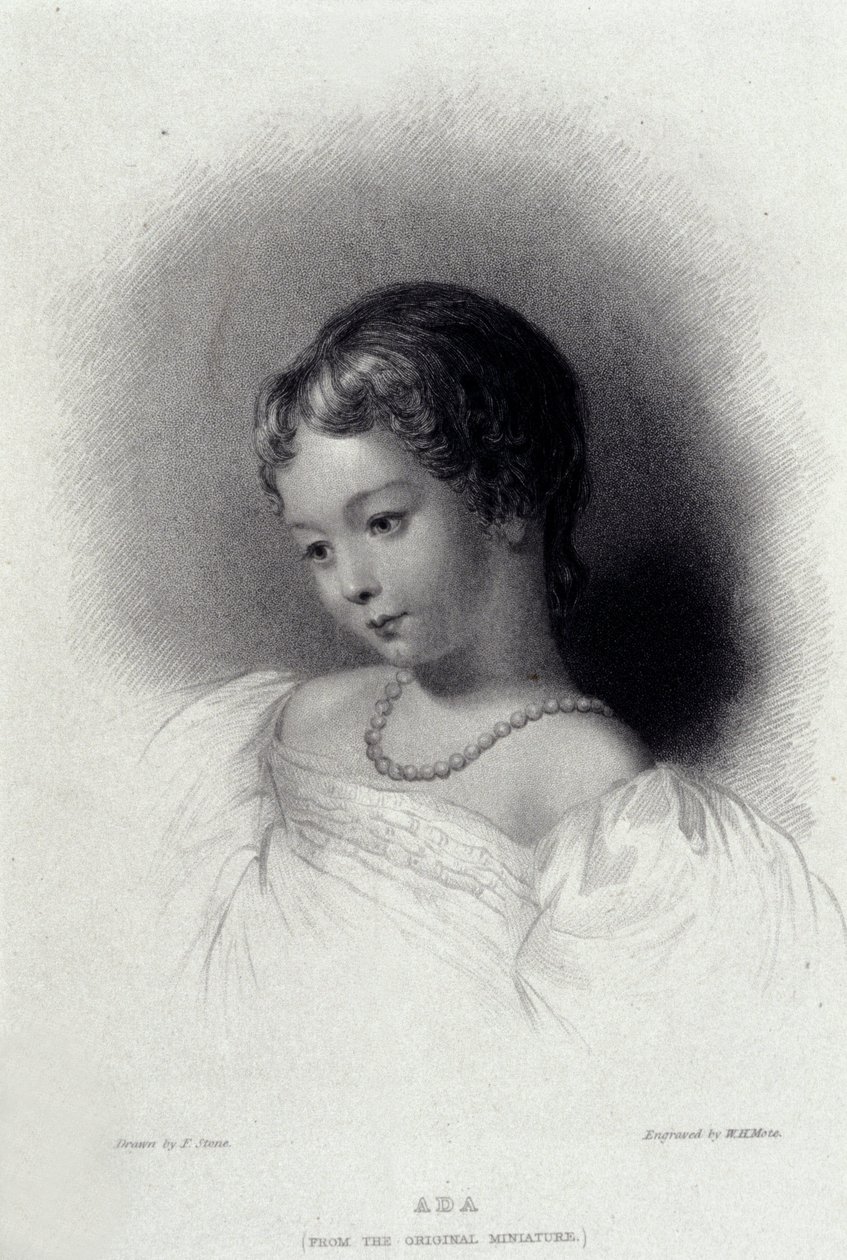Augusta Ada Byron (1815-1852) portréja, aki Anna Lovelace lett, George Gordon Byron költő lánya. századi metszet. alkotó: Unknown artist