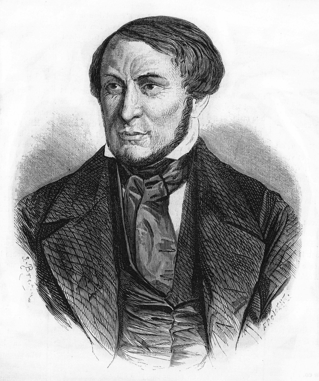 Auguste Barbier (1805-1882) francia író portréja. 1870-es metszet. alkotó: Unknown artist