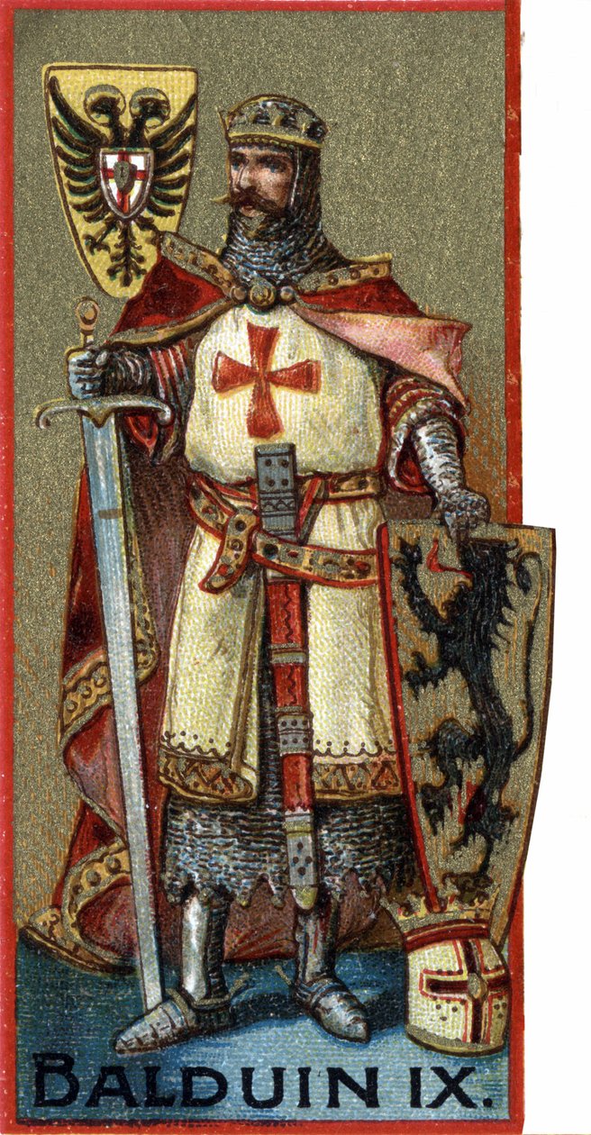 Baldwin IX (Flandriai IX. Baudouin) vagy (Hainaut-i Baudouin VI) néven ismert, Konstantinápolyi Baudouin, Konstantinápoly császára 1204-től 1205-ig, Baudouin I. Chromo néven a 19. század végén. alkotó: Unknown artist