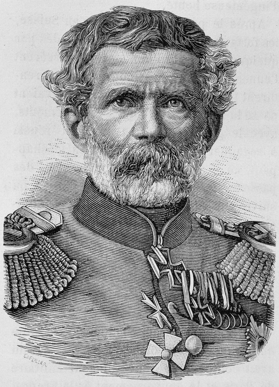 Báró von Manteuffel portréja. század végi metszet a „Histoire de France”-ban, H. Martin. alkotó: Unknown artist