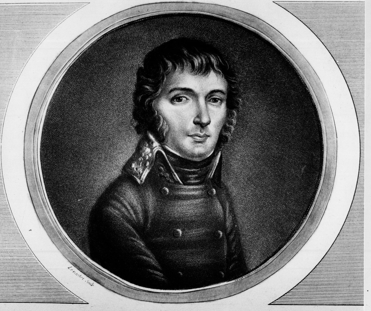 Barthelemy Jobert (1769-1799), az olasz hadsereg tábornokának portréja. Metszet a „” A francia forradalom történelmi festményeinek teljes gyűjteménye, három kötetben.””” 1804. alkotó: Unknown artist