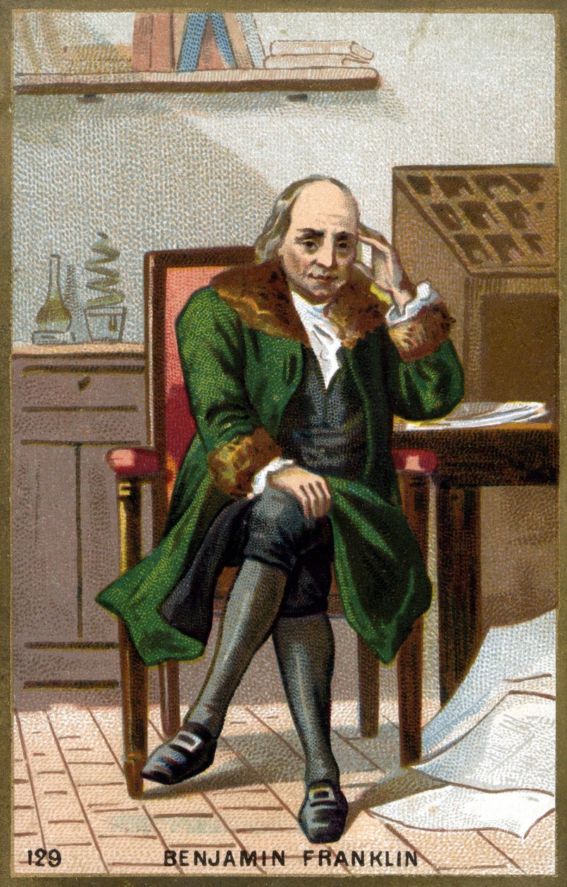 Benjamin Franklin (1706-1790) portréja. A 19. század végének kromolitográfiája. alkotó: Unknown artist