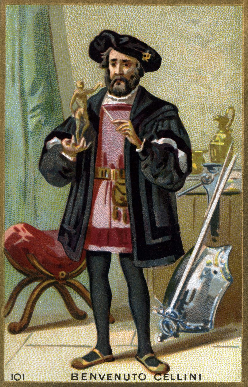 Benvenuto Cellini (1500 - 1571) olasz ötvös és szobrász portréja. századi kromolitográfiája. alkotó: Unknown artist
